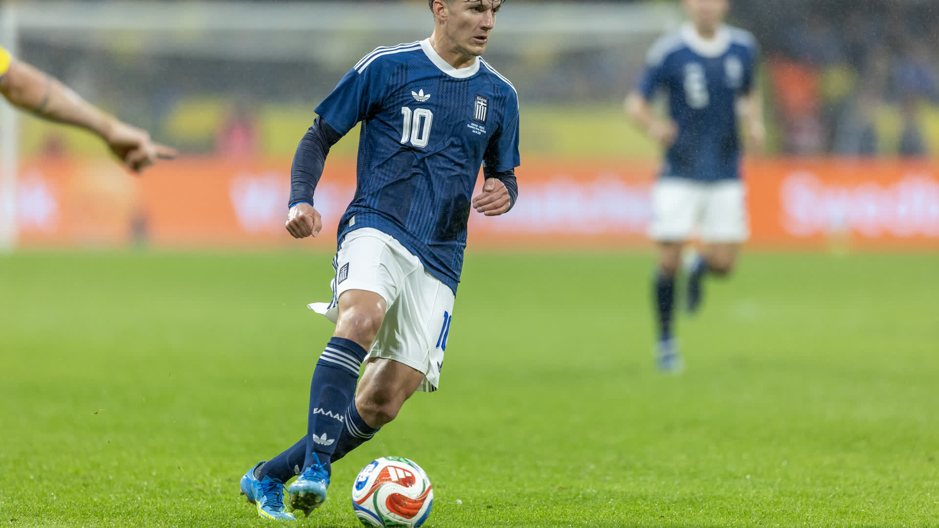 Christos Tzolis (Greece number 10) controlling the ball during Sweden vs Greece on 4 June 2026