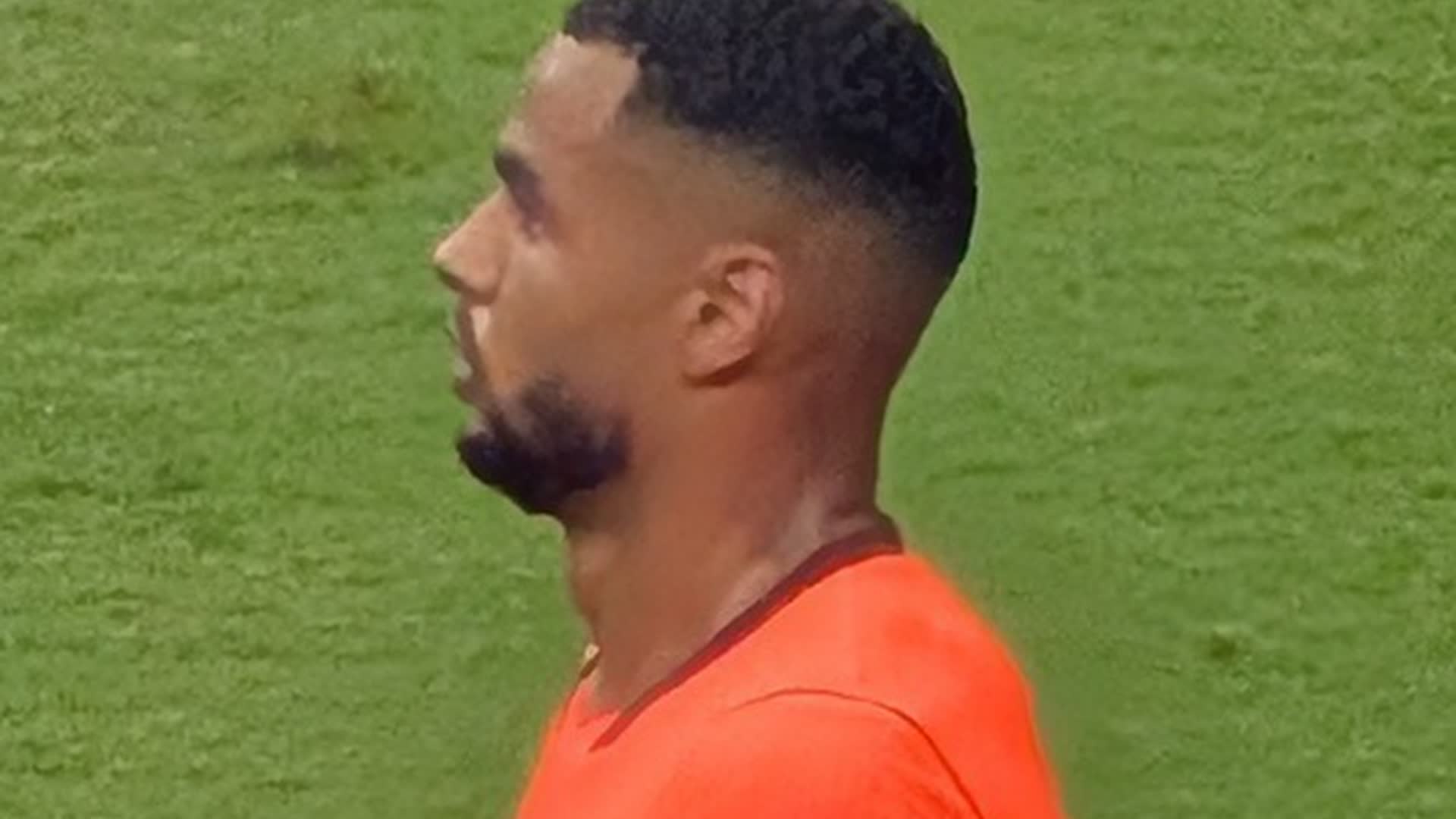 Cody Gakpo in a bright orange Netherlands kit during the Netherlands vs Tunisia match at the 2026 FIFA World Cup