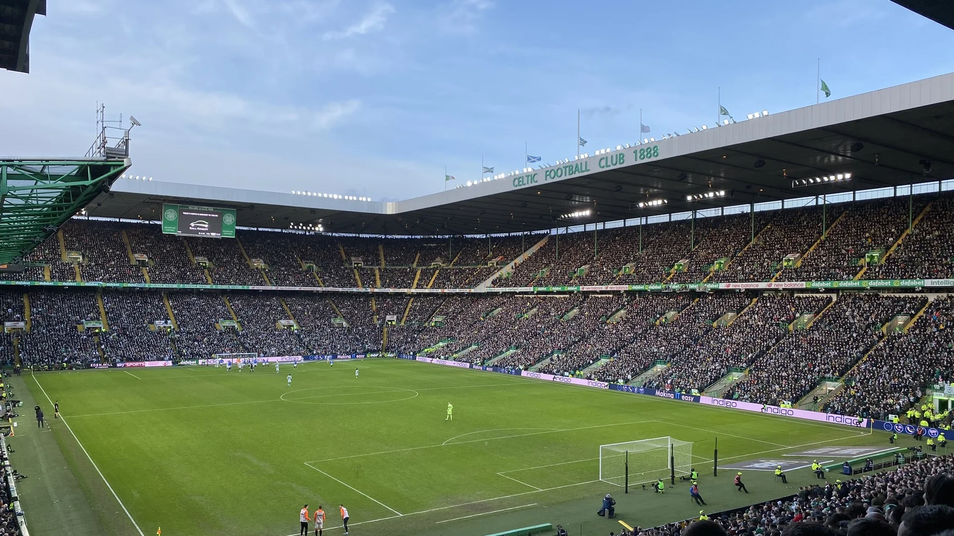 Packed Celtic Park during an Old Firm derby between Celtic and Rangers